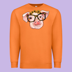 Sunflowers With Pig Premium Sweatshirt Designed By Ranaportraitstore