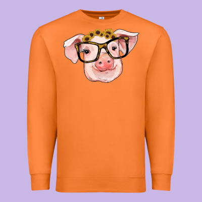 Sunflowers With Pig Premium Sweatshirt Designed By Ranaportraitstore