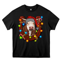 Black christmas horseshoe with hereford cow Heavy Core Tee - RanaPortraitStore