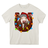 Cream christmas horseshoe with hereford cow Heavy Core Tee - RanaPortraitStore