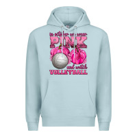 Blue Mist In October We Wear Pink and Watch Volleyball Premium Hoodie - texasbilliewilder