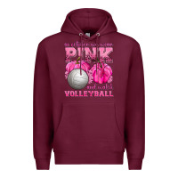 Burgundy In October We Wear Pink and Watch Volleyball Premium Hoodie - texasbilliewilder