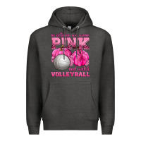 Charcoal Heather In October We Wear Pink and Watch Volleyball Premium Hoodie - texasbilliewilder