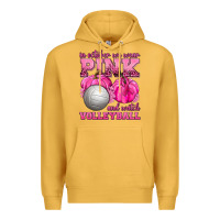 Mustard In October We Wear Pink and Watch Volleyball Premium Hoodie - texasbilliewilder
