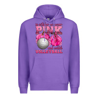Purple In October We Wear Pink and Watch Volleyball Premium Hoodie - texasbilliewilder