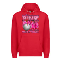 Red In October We Wear Pink and Watch Volleyball Premium Hoodie - texasbilliewilder