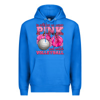 True Royal In October We Wear Pink and Watch Volleyball Premium Hoodie - texasbilliewilder
