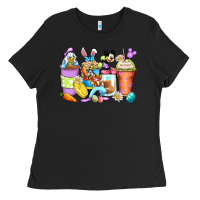 Easter Cartoon Characters Coffee Cups Ladies Tee | Teevron