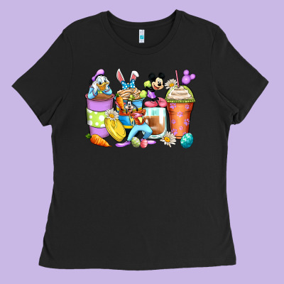 Easter Cartoon Characters Coffee Cups Ladies Tee Designed By Zillion Design Studio