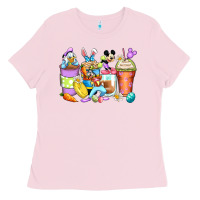 Bubblegum Pink easter cartoon characters coffee cups Ladies Tee - Zillion Design Studio