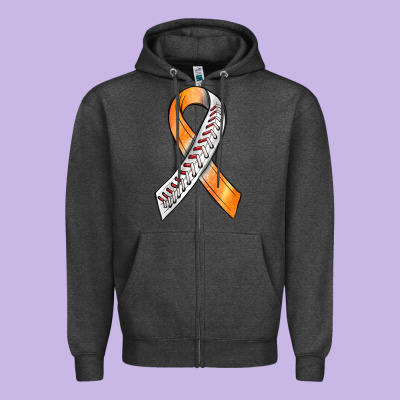Kidney Cancer Ribbon Baseball Zipper Hoodie Designed By Bundleandbundleshop