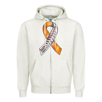 Oatmeal Heather Kidney Cancer Ribbon Baseball Zipper Hoodie - BundleAndBundleShop