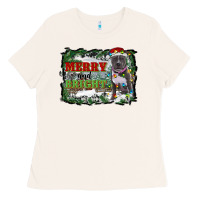 Bone merry and bright pitbull with farm Ladies Tee - RanaPortraitStore