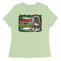 Matcha merry and bright pitbull with farm Ladies Tee - RanaPortraitStore