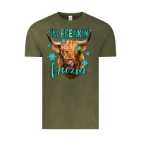 Vintage Olive i'm freakin freezin long haired cow Vintage Tee - Jasminsmagicworld