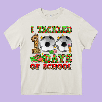 I Tackled 100 Days Of School Soccer Heavy Core Tee Designed By Zillion Design Studio