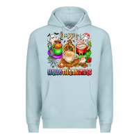 Blue Mist happy hallothanksmas coffee cups with ghost turkey Premium Hoodie - texasbilliewilder