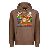 Chestnut happy hallothanksmas coffee cups with ghost turkey Premium Hoodie - texasbilliewilder