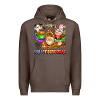 Coffee happy hallothanksmas coffee cups with ghost turkey Premium Hoodie - texasbilliewilder