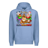 Colony Blue happy hallothanksmas coffee cups with ghost turkey Premium Hoodie - texasbilliewilder