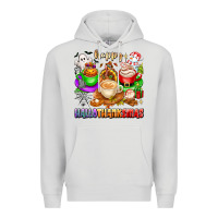 Dove Grey happy hallothanksmas coffee cups with ghost turkey Premium Hoodie - texasbilliewilder