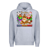 Heather Grey happy hallothanksmas coffee cups with ghost turkey Premium Hoodie - texasbilliewilder