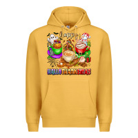 Mustard happy hallothanksmas coffee cups with ghost turkey Premium Hoodie - texasbilliewilder