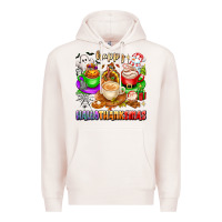 Pale Pink happy hallothanksmas coffee cups with ghost turkey Premium Hoodie - texasbilliewilder