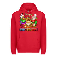 Red happy hallothanksmas coffee cups with ghost turkey Premium Hoodie - texasbilliewilder