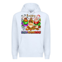 White happy hallothanksmas coffee cups with ghost turkey Premium Hoodie - texasbilliewilder