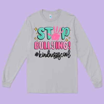 Stop Bullying Kindness Is Cool Long Sleeve Tee Designed By Maliassmallbusiness