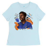 Baby Blue afro man nurse Ladies Tee - texasbilliewilder