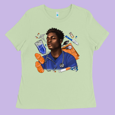 Afro Man Nurse Ladies Tee Designed By Texasbilliewilder