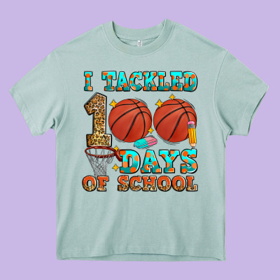 I Tackled 100 Days Of School Basketball Heavy Core Tee Designed By Zillion Design Studio