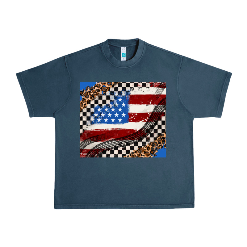 American Flag And Race Flag Urban Heavy Tee by AdoDesignShop | Teevron
