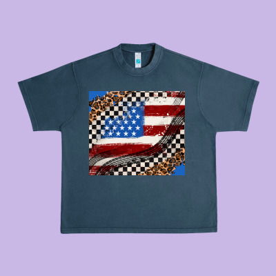 American Flag And Race Flag Urban Heavy Tee Designed By Adodesignshop