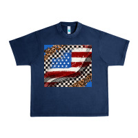 Navy American flag and race flag Urban Heavy Tee - AdoDesignShop