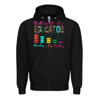 Black Battery Life Of A Educator Zipper Hoodie - BundleAndBundleShop