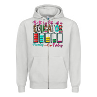 Dove Grey Battery Life Of A Educator Zipper Hoodie - BundleAndBundleShop
