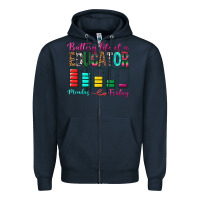 Navy Battery Life Of A Educator Zipper Hoodie - BundleAndBundleShop