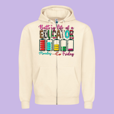 Battery Life Of A Educator Zipper Hoodie Designed By Bundleandbundleshop