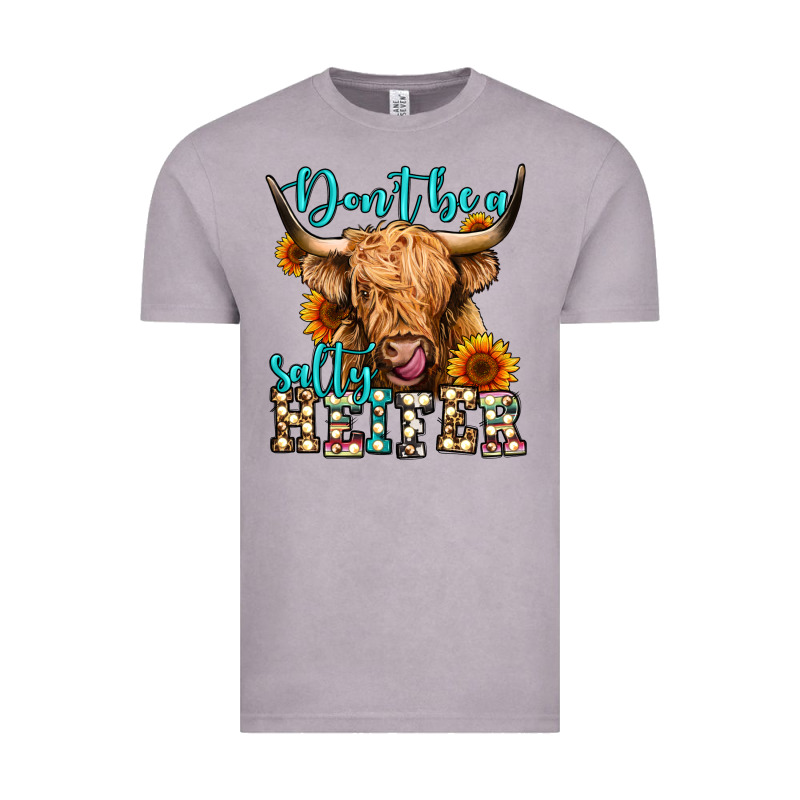 Don't Be A Salty Heifer Long Haired Cow Vintage Tee by Jasminsmagicworld | Teevron