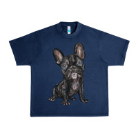 Navy french bulldog Urban Heavy Tee - BarkalooDesign