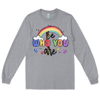 Heather Grey be who you are Long Sleeve Tee - MaliasSmallBusiness