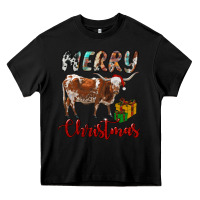 Black Texas Longhorn Merry Christmas Heavy Core Tee - RanaPortraitStore