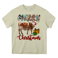Mossy Texas Longhorn Merry Christmas Heavy Core Tee - RanaPortraitStore
