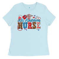 Baby Blue all american nurse Ladies Tee - texasbilliewilder