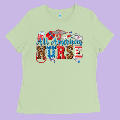 All American Nurse Ladies Tee Designed By Texasbilliewilder