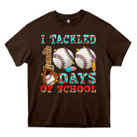 Chocolate Brown i tackled 100 days of school baseball Heavy Core Tee - Zillion Design Studio