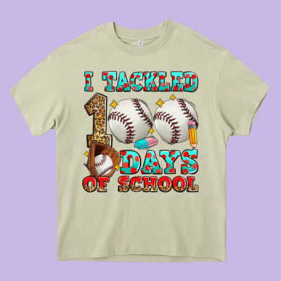 I Tackled 100 Days Of School Baseball Heavy Core Tee Designed By Zillion Design Studio